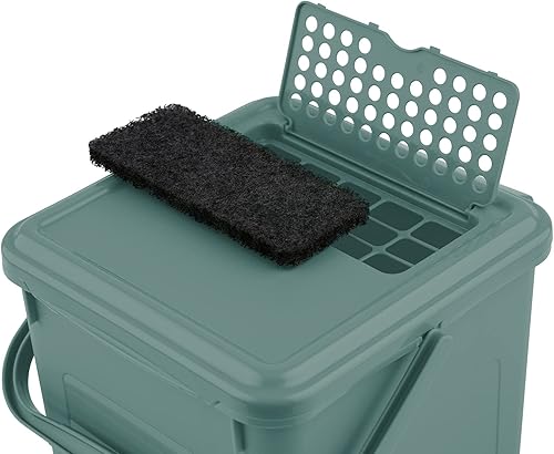 Rotho Seau à compost bio 9 l avec filtre à charbon actif dans le couvercle, plastique (PP) sans BPA, vert foncé, 9 l (23x22,5x27,5cm) 1779905092 - Nail Gallerys