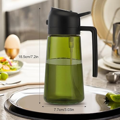 GIDWRIY Pulvérisateur D'huile 2 en 1,Bouteille Huile Spray En Verre 470 ml,Sprays Vinaigrette Vaporisateur Huile Cuisine,Oil Spray Glass Bottle,Vaporisateur Air Fryer pour Barbecue Et Salade - Nail Gallerys