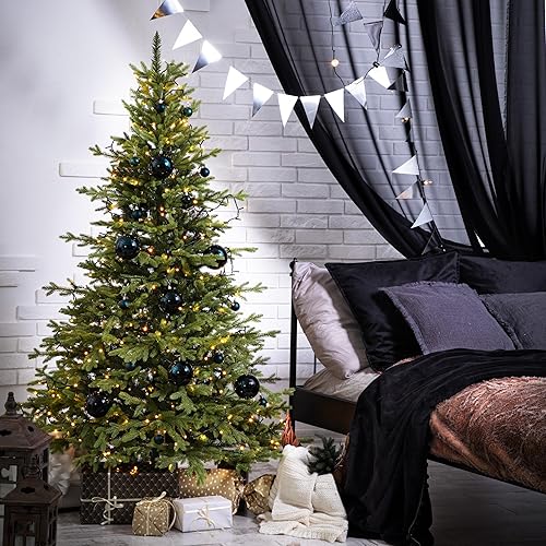 FairyTrees Sapin de Noël Artificiel 180cm BAVIÈRE | Arbre de Noël avec Support en Bois | éléments moulés par Injection| Made in EU - Nail Gallerys