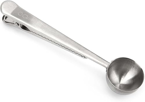 Point-Virgule Cuillère à café doseur pour café moulu avec clip pour le stockage du café en acier inoxydable, 17.5cm - Nail Gallerys