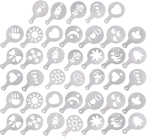 CKANDAY 40 pochoirs à café, 3 packs mousse Art Latte Barista pour décorer le gâteau aux flocons d'avoine et au cappuccino au chocolat chaud pour les enfants adultes enfants Noël Jour de Thanksgiving - Nail Gallerys