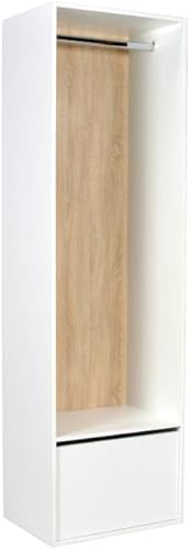 Vente-unique - Dressing d'angle modulable - L144,5 cm - Blanc et Naturel - TAMOKA - Nail Gallerys