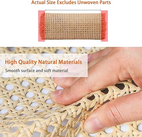35cm de Largeur, Naturel Rouleau de Cannage Rotin pour Meuble, Naturel Sangle Canne Pré-tissée Ouverte, Naturel Rouleau de Toile Tissu en Rotin pour Chaise Armoire Bricolage Projets de Cannage(35x100c - Nail Gallerys