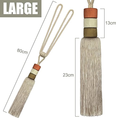 KOLAKO Embrasses de rideaux à pompons modernes tressées faites à la main - Couleurs mélangées - Beige - Nail Gallerys