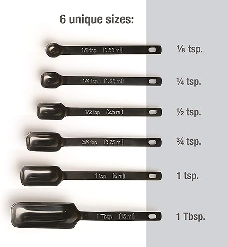 2 Lb. Depot Lot de 7 cuillères à mesurer Noires Comprenant Un niveleur Bonus, de qualité supérieure, antirouille, très résistant, plaqué Noir, métal en Acier Inoxydable, étroit, Design à Long Manche. - Nail Gallerys