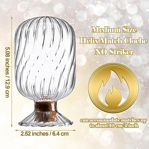 Cinnvoice Cloche décorative en verre en forme d'hélix pour bougies de 10,2 cm, décoration tendance pour cheminée, allumettes non incluses (transparent, 6,4 x 13,7 cm) - Nail Gallerys