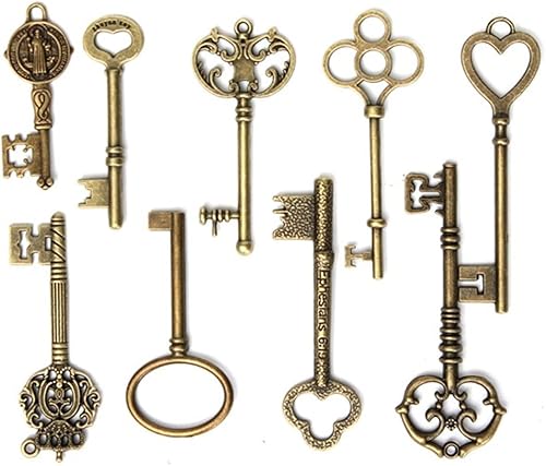 XPEX 125 Pcs Antique Decor,Clefs Anciennes,Pendentifs Décoratifs Vintage en Bronze Antique pour Collier, Mini Porte-Clés Cadeau Pendentif,Fabrication De Bijoux, Bricolage,Clés,Décoration De Mariage - Nail Gallerys