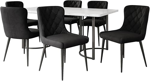PUGSDRLY Table a Manger avec 6 Chaises,Tables et Chaises de Luxe Modernes,Ensemble de Salle à Manger,Table de Cuisine 6 Personnes,Plateau Motif de Marbre,Pieds de Chaise en Métal,Gris - Nail Gallerys