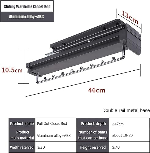 KUKIXO Porte-vêtements extractible Porte Pantalon Cintre Coulissant, Porte-Vêtements Porte Cintre Coulissant,pour Armoire à vêtements avec Porte-Manteau Porte Pantalon Coulissant,Étagères de penderie - Nail Gallerys