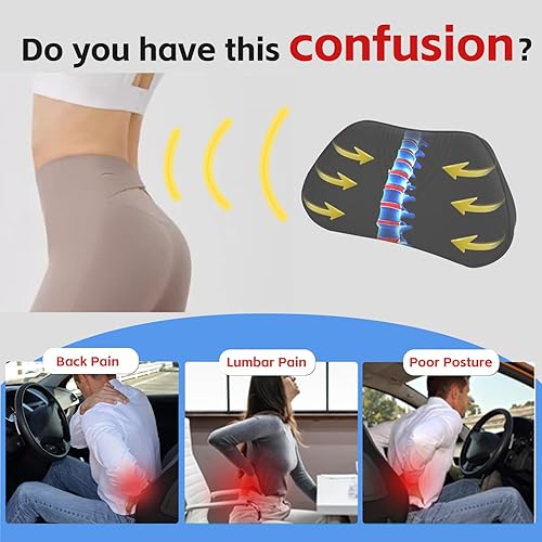 Treesiche Coussin Lombaire Voiture, Mousse à Mémoire de Forme Coussin Dos Voiture, Coussin de Soutien Lombaire Ergonomique, Adatto per Auto, Sedia da Ufficio - Nail Gallerys