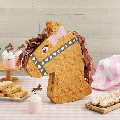 Pinata Tête de Cheval, Pinata Tête de Poney Anniversaire Fille ou Garçon, 30,5 x 41 x 7,5 cm - Nail Gallerys
