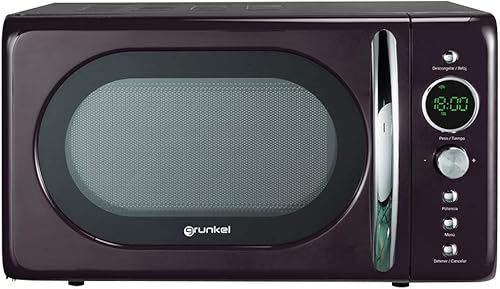 Grunkel - Micro-ondes de 20 l de capacité avec design vintage et 5 niveaux de puissance. Fonction de dégivrage et minuterie - 700 W - Noir (Digital) - Nail Gallerys