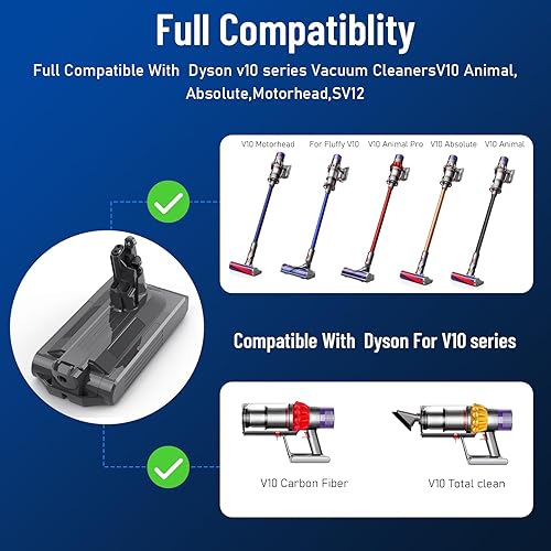 ASUNCELL V10 3900mAh Batterie pour 25,2V Batterie de Rechange pour Aspirateur Cyclone V10 Animal V10 Absolute V10 Motorhead V10 Fluffy V10 Total Clean SV12 Aspirateurs à Main sans Fil - Nail Gallerys