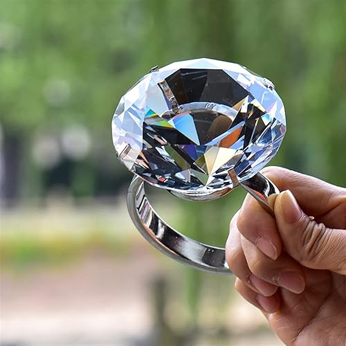 Décoration de mariage 8cm verre cristal grand diamant bague romantique Proposition de mariage accessoires accueil ornements de fête cadeaux souvenirs - Nail Gallerys