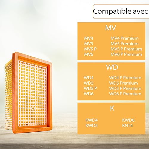 Supply Guy WD4 Filtre compatible avec Karcher KFI 4410 WD4 WD5 WD6 MV6 SE5 SE6 Pièces de rechange 3 filtres de remplacement remplace 2.863-005.0 (3 Set Filtre d’aspirateur) - Nail Gallerys