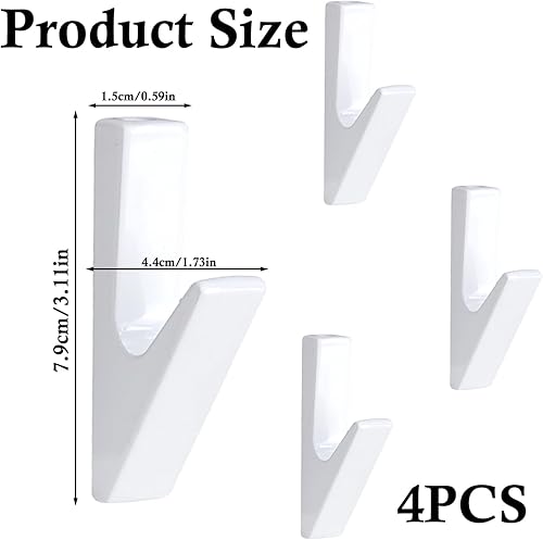Prmape Crochet Mural Moderne, 4 Pièces Crochet Porte Manteau Mural, Patere Murale Salle de Bain Blanc, Crochets Muraux Alliage d'Aluminium pour cuisine, halls et couloirs (MAX 20KG) - Nail Gallerys