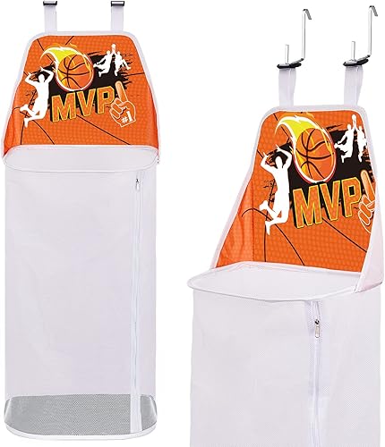 Panier à linge de basket-ball à suspendre sur la porte pour économiser de l'espace - Panier à linge en maille avec crochets en métal - Panier à linge pour enfants, garçons et filles - Cadeau - Nail Gallerys