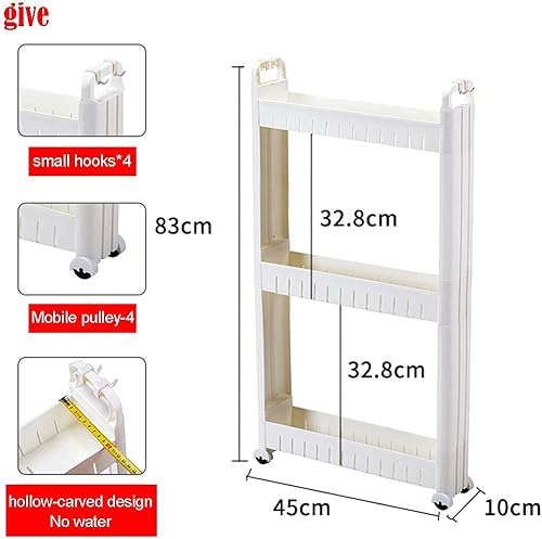 Chariot De Rangement 3-Tier, Chariot De Rangement Mince Mobile, Chariot De Stockage, Étagère sur roulettes, pour Cuisine Étroites, Salle De Bain, Buanderie, Bureau (Size : 3 Layers - Heighten) - Nail Gallerys