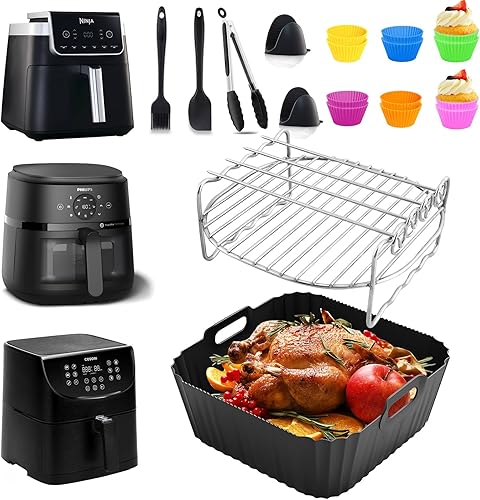 Moule Silicone Air Fryer pour Philips Air Fryer Série 2000 4.2L, 2 pièces Moule Silicone Accessoires Réutilisable Plat pour Philips Airfryer Série 2000 4.2L NA229/00 - Nail Gallerys