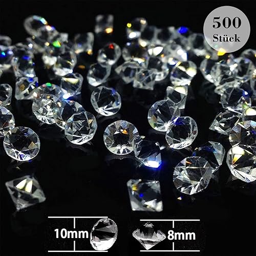 HAKACC 500 Pièces de Verre Décoratif Diamants, 10mm Brillants Pierres Précieuses en Cristal Clair - Nail Gallerys