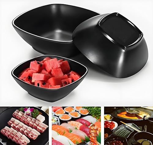 AGSYFFD Lot de 10 Bols à Sauce Carrés Empilables - Céramique de Luxe imitation Sécurisée pour Apéritifs, Sushis et Planches Charcuterie - Compatible Lave-Vaisselle & Micro-Ondes (Noir) - Nail Gallerys