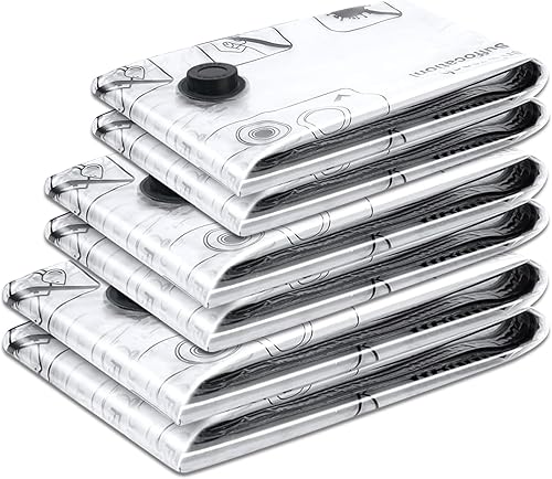 ETROBOT 6 Pièces Sac Sous Vide Vetement Aspirateur (60x40cm), Sac de Rangement Sous Vide Réutilisables, pour Les Voyages et Les Déménagements,VêTements, Couettes, Oreillers - Nail Gallerys