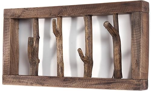 DESIGN DELIGHTS Jardinière murale rustique LIMB - 45 x 23 x ~ 10-13 cm (l x H x P) - Bois flotté - Barre à crochets - Couleur : 01 naturel vintage - Nail Gallerys