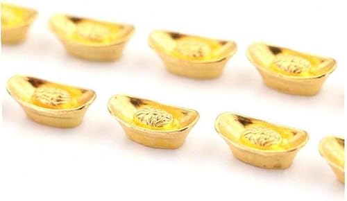 AMOYER 10pcs / Set Lingot d'or Ornement Chinois Chanceux Yuanbao Décor Mascot Metal Crafts Artisanat auspicieux Porte-Bonheur - Nail Gallerys