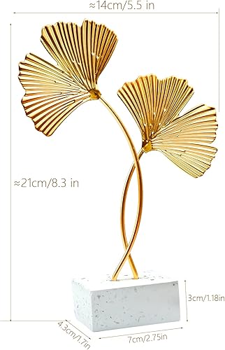 LTHERMELK Ornements en forme de feuille de ginkgo dorée, sculpture de décoration de bureau, statue moderne et créative pour décoration d'intérieur pour bureau, chambre, bibliothèque (doré) - Nail Gallerys
