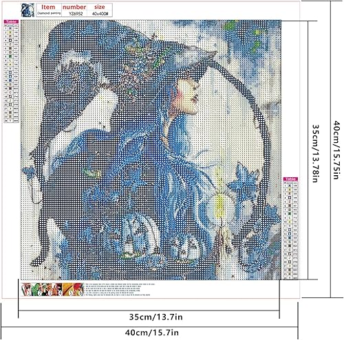 SHEGZHUC 40 x 40 cm Diamond Painting Sorcières Chat Noir Halloween Magicien Horreur Gothique Femme Diamant Peinture Art Broderie Point de Croix Images Cadeau - Nail Gallerys