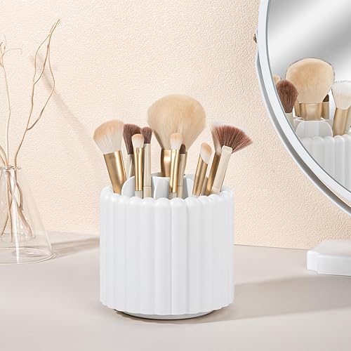 Anyoifax Support rotatif à 360° pour pinceaux de maquillage - 7 emplacements - Organiseur amovible pour pinceaux cosmétiques - Pour coiffeuse, commode, bureau, blanc - Nail Gallerys