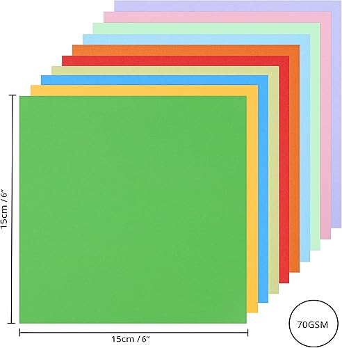 BELLE VOUS 1100 Feuilles Papier Origami Double Face - Feuille Carrée de 15 x 15 cm - 10 Couleurs Vives - Feuille Origami Facile à Plier pour Enfants et Adultes - Projets de Bricolage et Artisanat - Nail Gallerys