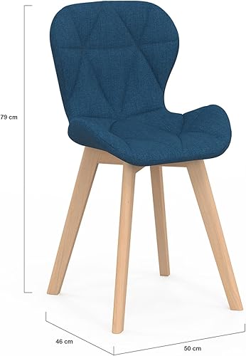 IDMarket - Lot de 4 chaises ROBINE en Tissu Mix Color Bleu, Gris, Beige et Noir - Nail Gallerys