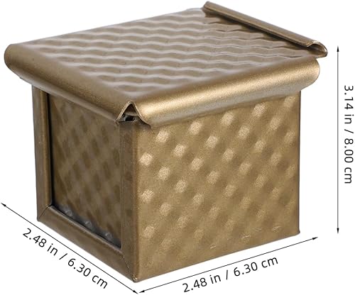 Garneck Moule à Pain De Mie Mini Carré - AntiadhéSif Avec Couvercle, Motif Ondulé, Pour Machine à Pain Et Cuisson Au Four (Doré, 8x6.3cm) - Nail Gallerys