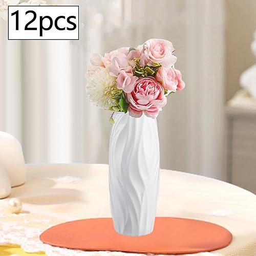 F Fityle Lot de 12 vases à Fleurs Blancs, centres de Table, Grands vases Blancs, décoration d'intérieur, Floraux pour Table, Mariage, fête, Chambre, Maison - Nail Gallerys