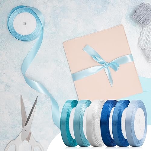 Foshird Ruban de satin pastel 10 mm x 22 m - Ruban cadeau multicolore - 6 couleurs - Pour travaux manuels, décoration pour ballons, mariage, anniversaire, bricolage, emballage cadeau - Nail Gallerys