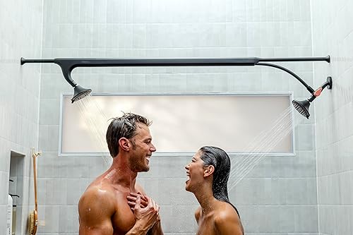Tandem Shower by Boona - Dual Shower Head for Couples, High Pressure Double Shower Heads with 3 Flow Settings (Two Showerheads, Midnight Black) - Nail Gallerys