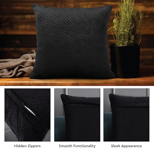 Encasa XO Housse De Coussin 40x40 cm Lot De 2 Housses De Coussin De Canapé en Velours Matelassé De Couleur Unie | Housses Uniquement sans Insert | Tissu Matelassé des Deux Côtés | Bleu Marine - Nail Gallerys