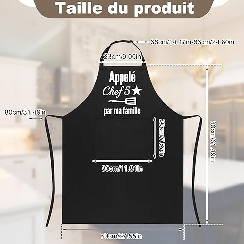 Halinuia Tablier de Cuisine pour Homme Femme, Étanche Réglable Tablier Barbecue Homme, Appelé Chef 5★ par ma famille, Idée Cadeau Fête de Pères, Christmas, Anniversaire - Nail Gallerys