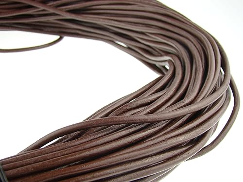 esnado Cordon en cuir rond - 4 mm - Longueur : 10 m - Marron - Pour la fabrication de bijoux, les projets de bricolage et les loisirs créatifs - Nail Gallerys