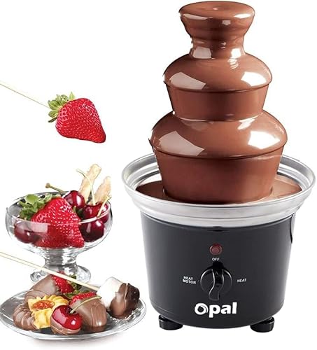 Salta fondues Fontaine à Chocolat sur 3 étages, 90w 0.5l Corps en Acier Inoxydable de Grande Taille avec un pot mélangeur à la base - Nail Gallerys