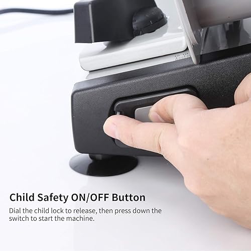 Trancheuse Électrique, Trancheuse à Jambon avec Interrupteur Sécurité Enfants, Lame en Acier Inoxydable, Epaisseur Réglage de 0-15mm pour Jambons, Saucissons, Pains, Viandes etc, 150W - Nail Gallerys