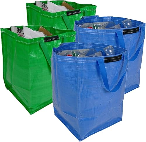 Sackmaker 47 Litres Sac de Recyclage avec Rabat Supérieur et Poignées - Astuce Sangle - Laminé Lingette Nettoyer Tissu - Premium Grade - Lourd Devoir Tissé PP Tissu (1 Sac, Vert) - Nail Gallerys