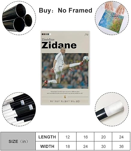 GJHTQLP Zinédine Zidane Poster sur toile pour décoration de chambre à coucher 30 x 45 cm - Nail Gallerys