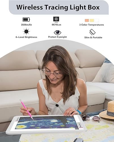 KEIWRLIGHT Tableau lumineux A4 pour bloc de traçage – Boîte lumineuse fine branchée à luminosité réglable – Boîte lumineuse A4 pour peinture diamant, croquis, tatouage, accessoires pour enfants et - Nail Gallerys