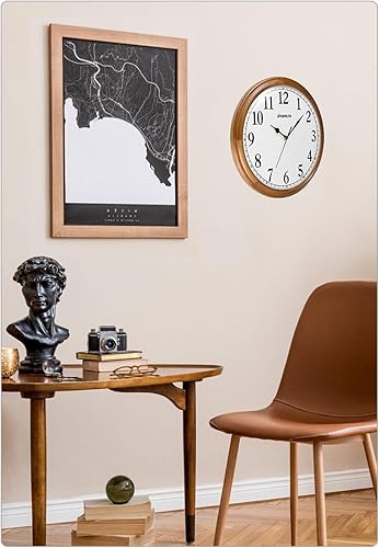 JIYUERLTD Horloge Murale rétro silencieuse en Bois de 35,6 cm, sans tic-tac, Grande Horloge décorative à Quartz à Piles pour Chambre à Coucher, Salon, Cuisine (Large 35cm) - Nail Gallerys