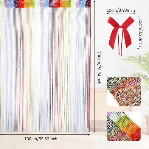 Rideau de porte à franges - 200 x 100 cm - Avec 2 sangles - Protection contre les mouches - Pour porte de balcon, porte de balcon, fenêtre - Pièces décoratives - Nail Gallerys