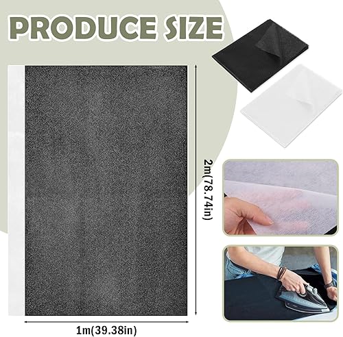 KAIYAYA Lot de 2 Tissu Thermocollant 200 x 100 cm 55 g/m² Entoilage Fusible Épais unilatérale Intissé à Repasser Entoilage Thermocollant Couture pour Plis de Repassage Couture Vêtements Renforcés - Nail Gallerys