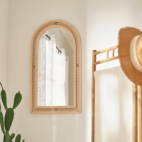 Atmosphera - Miroir Arche Anahi rotin Marron 87x47cm - Nail Gallerys