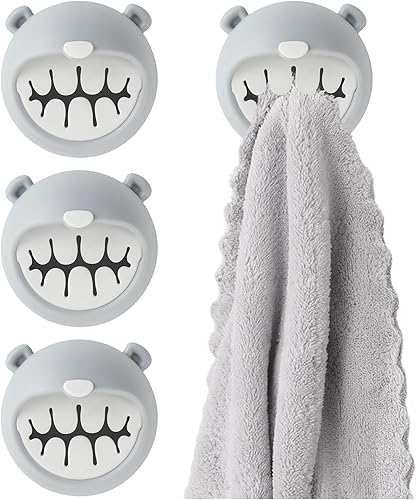 HJIAMA Porte Torchon 4 Pièces, Ours Mignon Crochet, Adhésif, Accroche Torchon pour Salle Bain, Chambre Coucher, Cuisine - Nail Gallerys